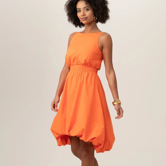NWT$398 Trina Turk Sought After High-Low Poplin Dress A-Line Bubble Skirt sz L - Picture 2 of 16